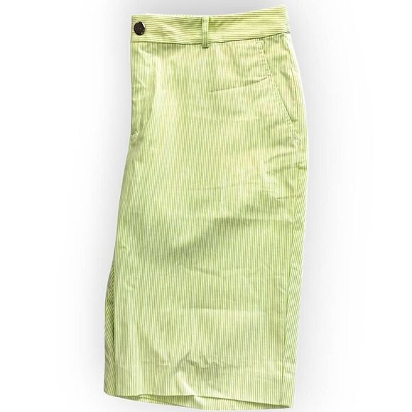 LRL Lauren Womens Shorts Sz 10 Golf Walking Green Stripped Active Bermuda - Picture 2 of 8